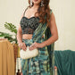 Green Jacquard Corset Saree