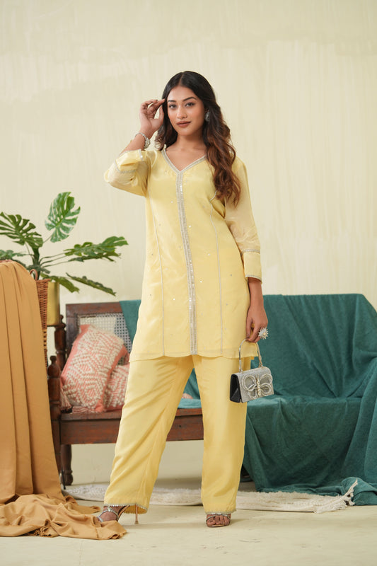 Soft yellow Kurta and Pant set