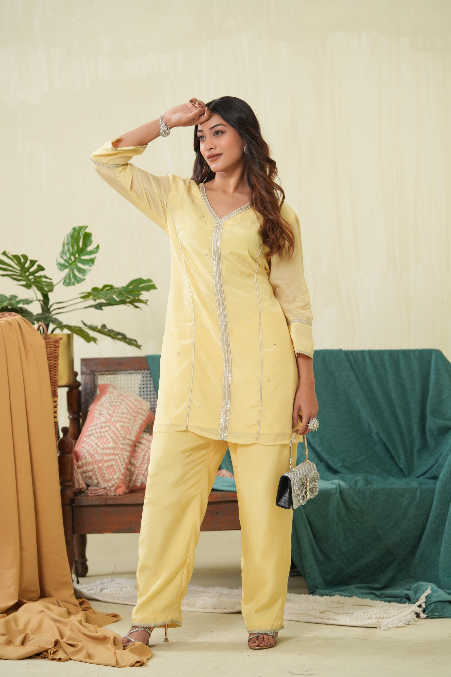 Soft yellow Kurta and Pant set