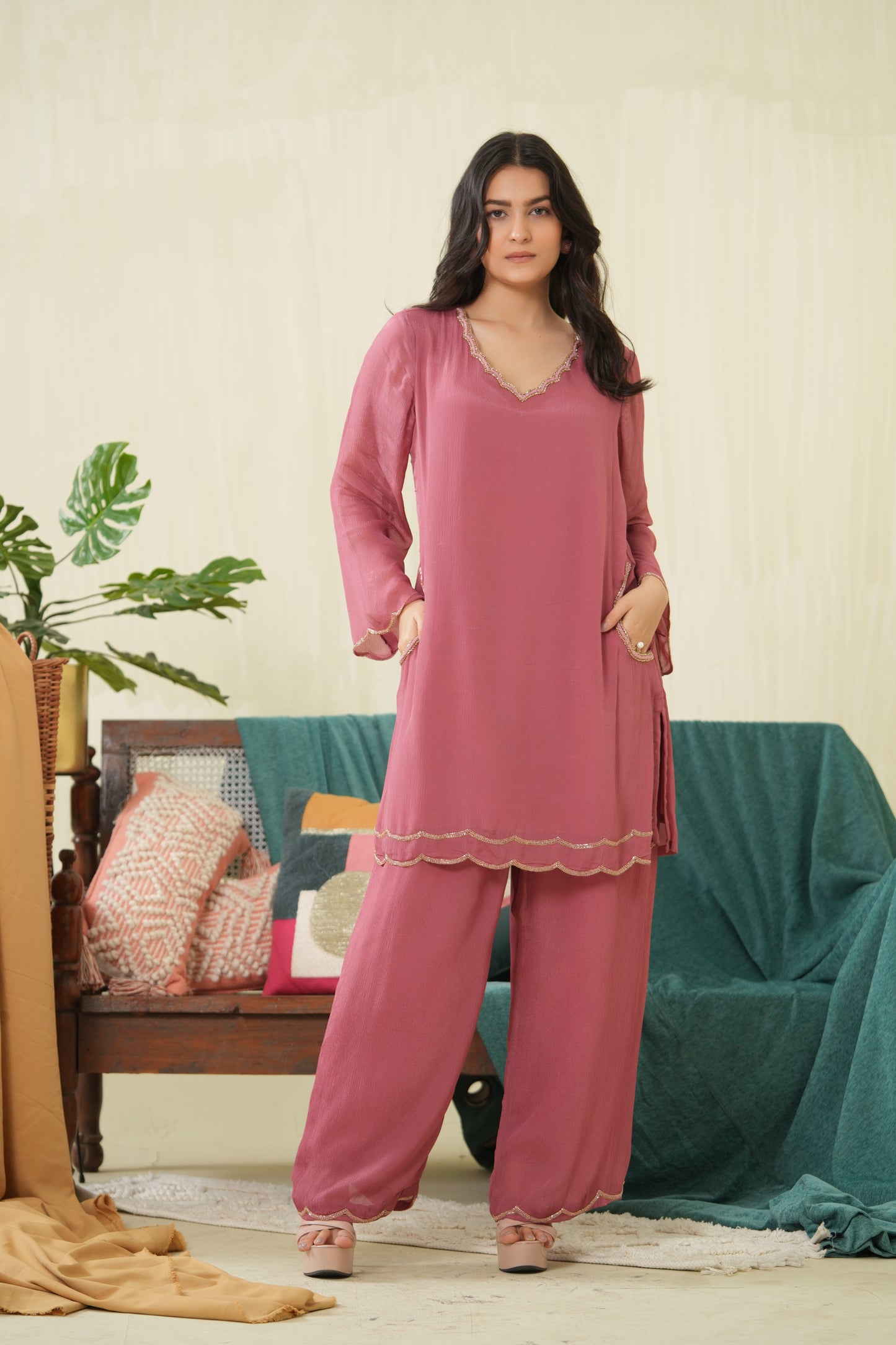 Rust Kurta Pant set