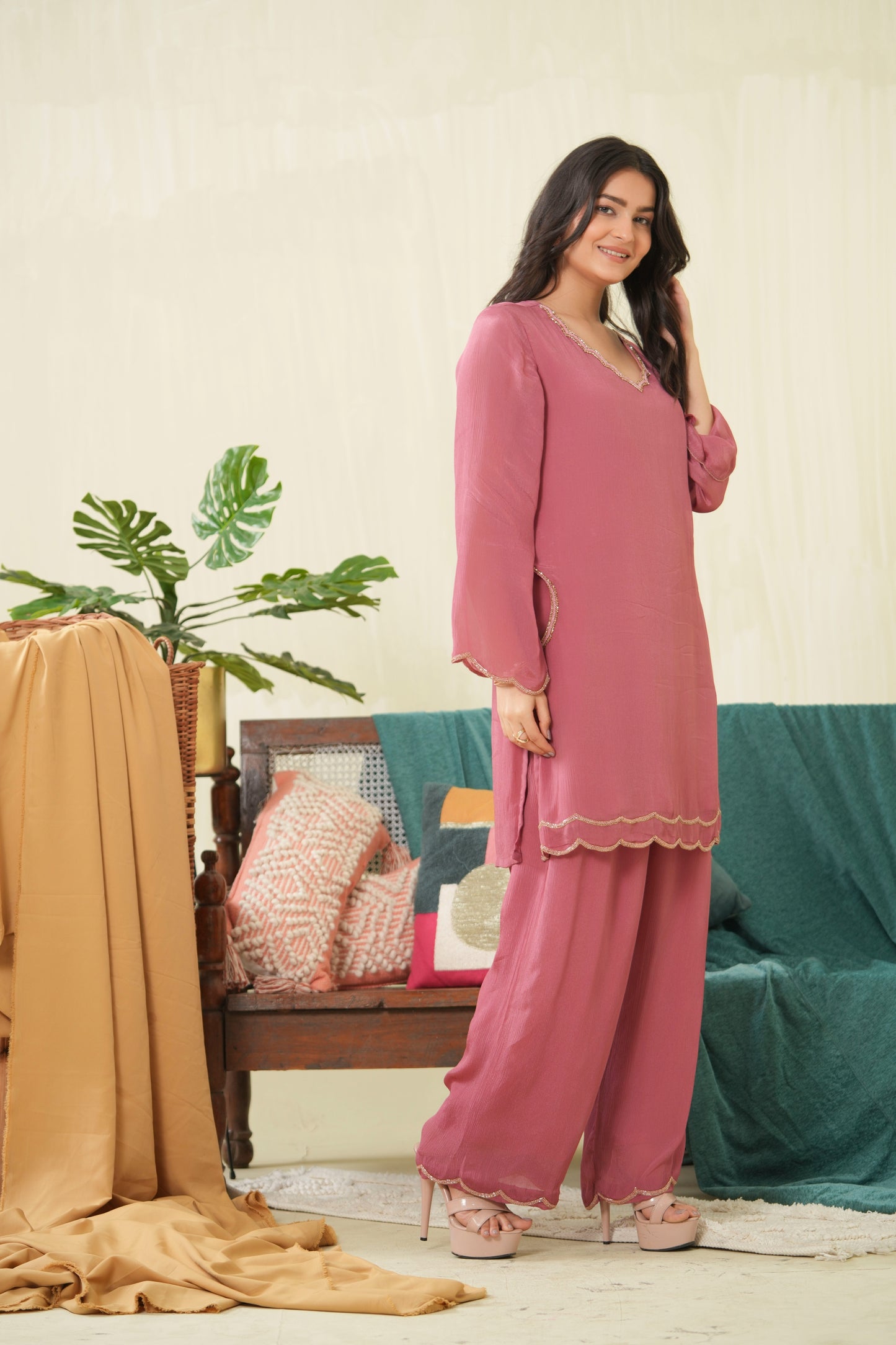 Rust Kurta Pant set