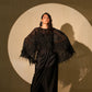 Jade Black Feather Cape Dress