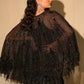 Jade Black Feather Cape Dress