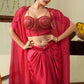 Deep Pink Drape Skirt Cape set