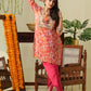 Multicolour Boho kurta with tulip pants