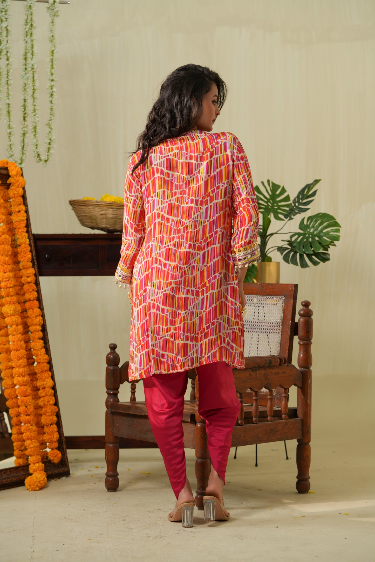 Multicolour Boho kurta with tulip pants