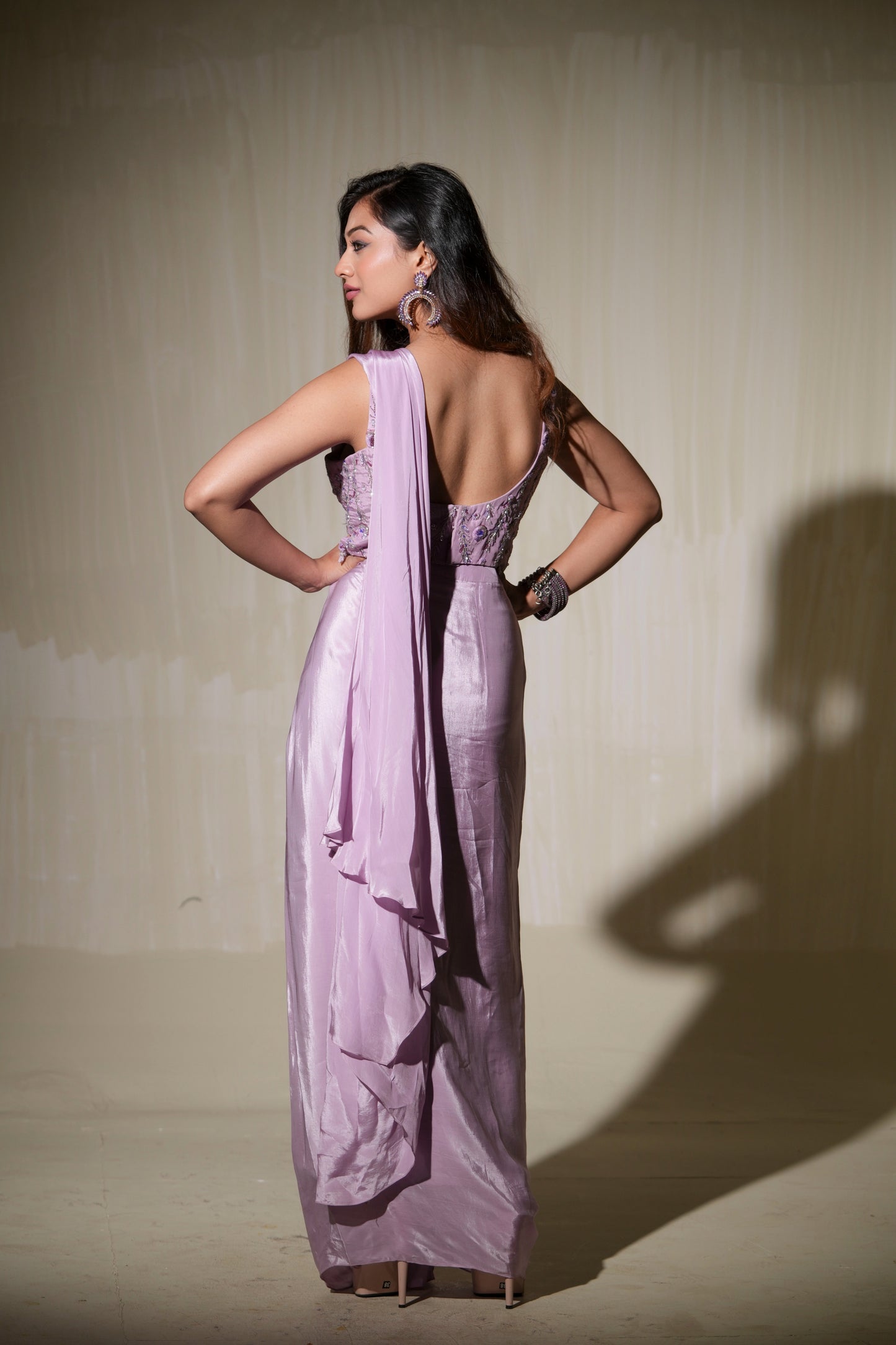 Soft Lilac Drape Saree