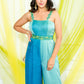 Tropical Blue Ombre Falling leaf Jumpsuit