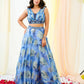 Cobalt Blue Jacquard Skirt Set