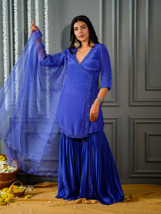 Ink blue angrakha set