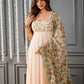 Tea Green Dupatta with Creamy Peach Anarkali Set