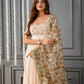 Tea Green Dupatta with Creamy Peach Anarkali Set