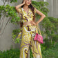 Golden Yellow Abstract Print Coord Set