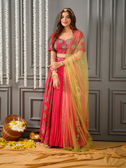 Patola Ruby Pink lehenga set