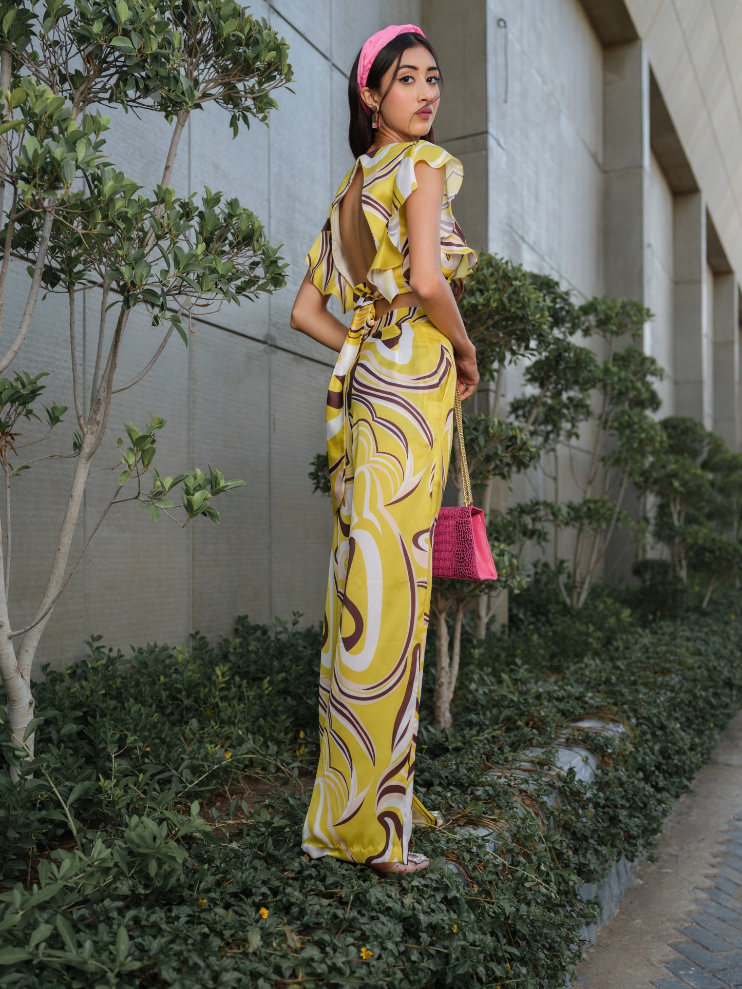 Golden Yellow Abstract Print Coord Set