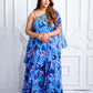 Double Blue printed Asymmetric Kurta set