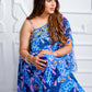 Double Blue printed Asymmetric Kurta set