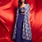 Royal Blue Sharara set with cape