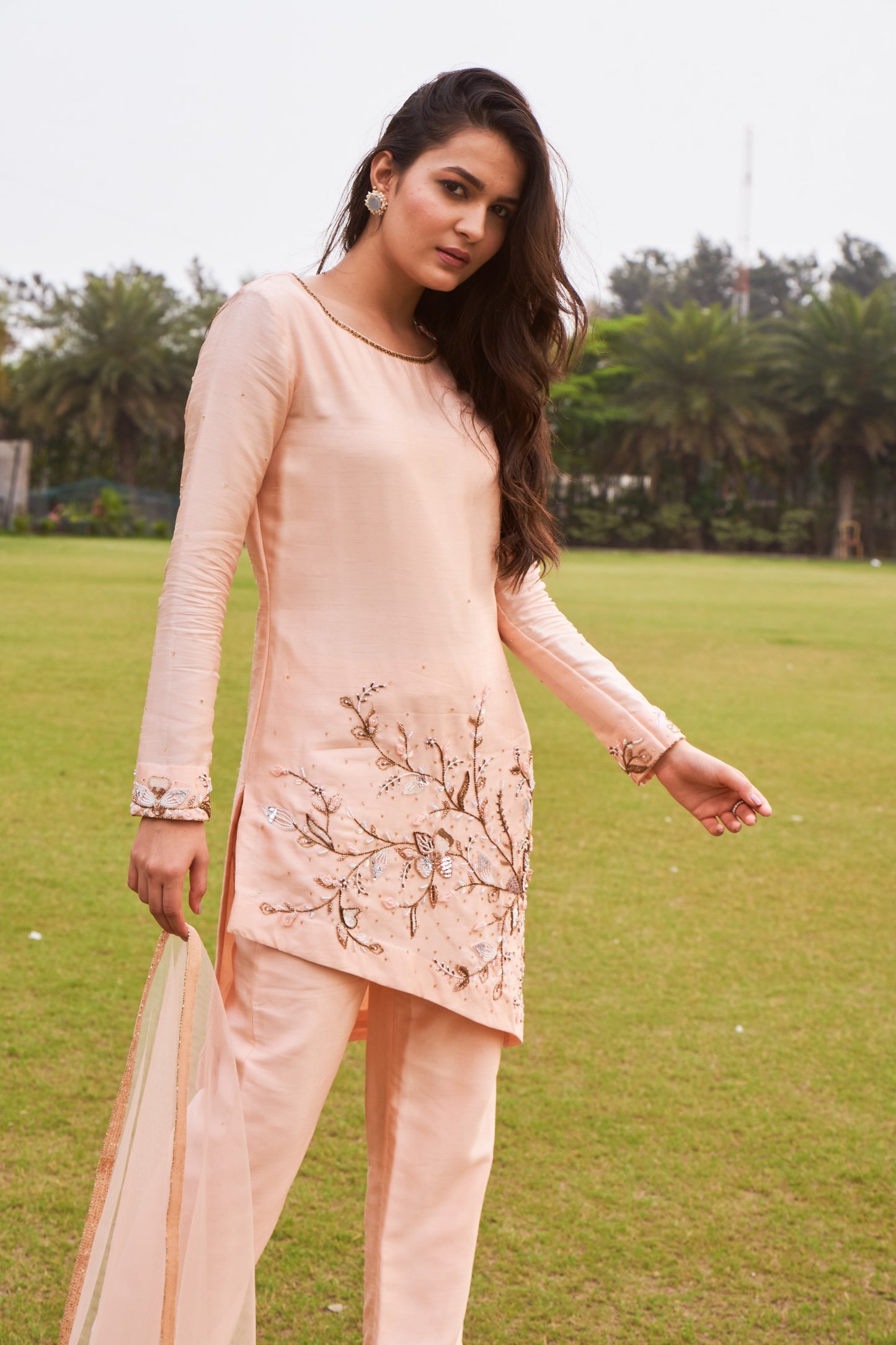 Orange peach kurti pants