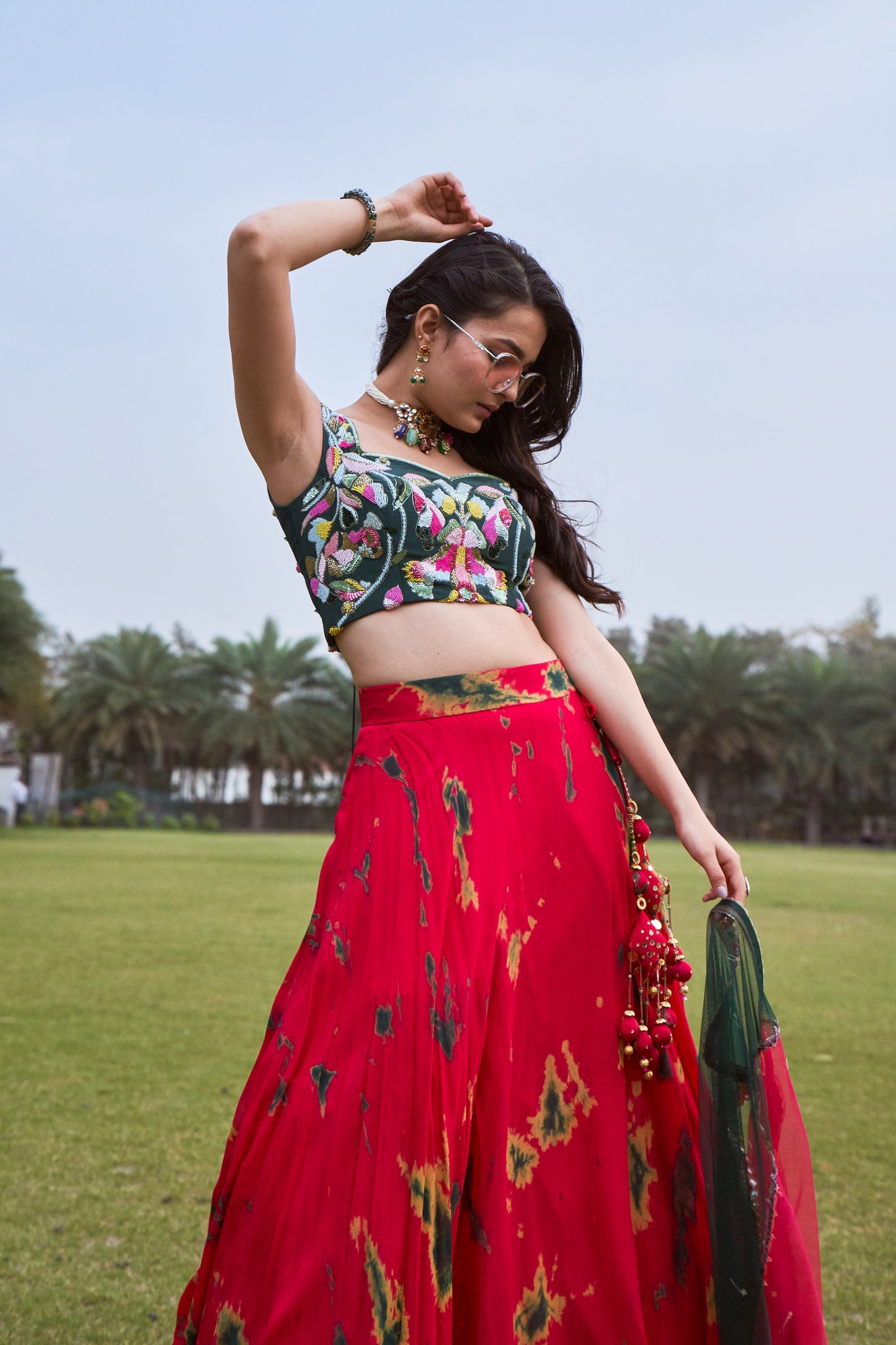 Rani Shibori lehenga set