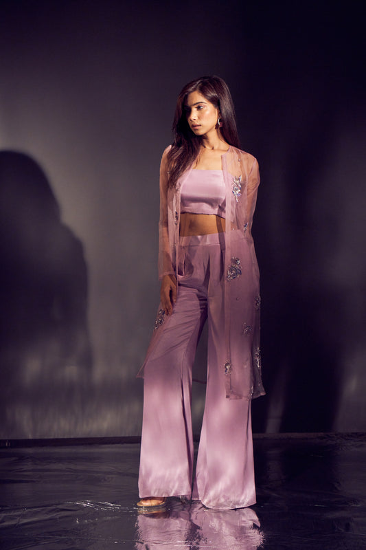 Lilac Oraganza Jacket set