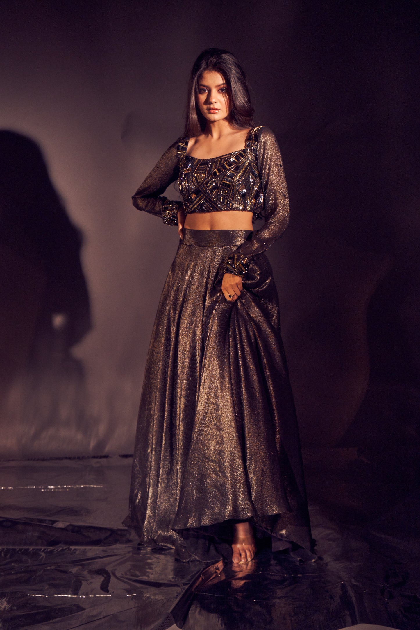 Black Festive Ethnic Lehenga set