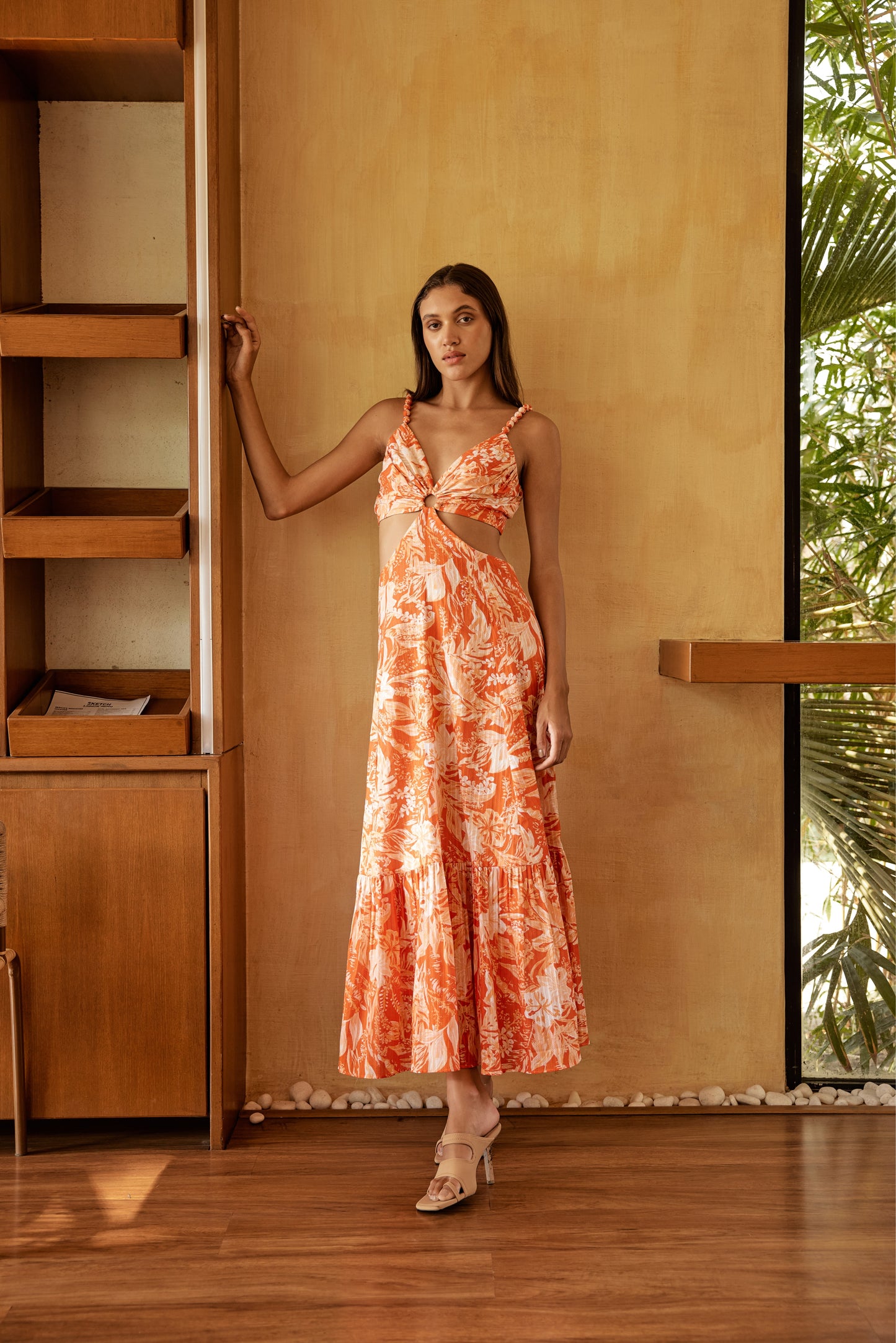 Orange Flower Maxi Dress