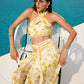 Sunny Floral Halter Neck Drape Set