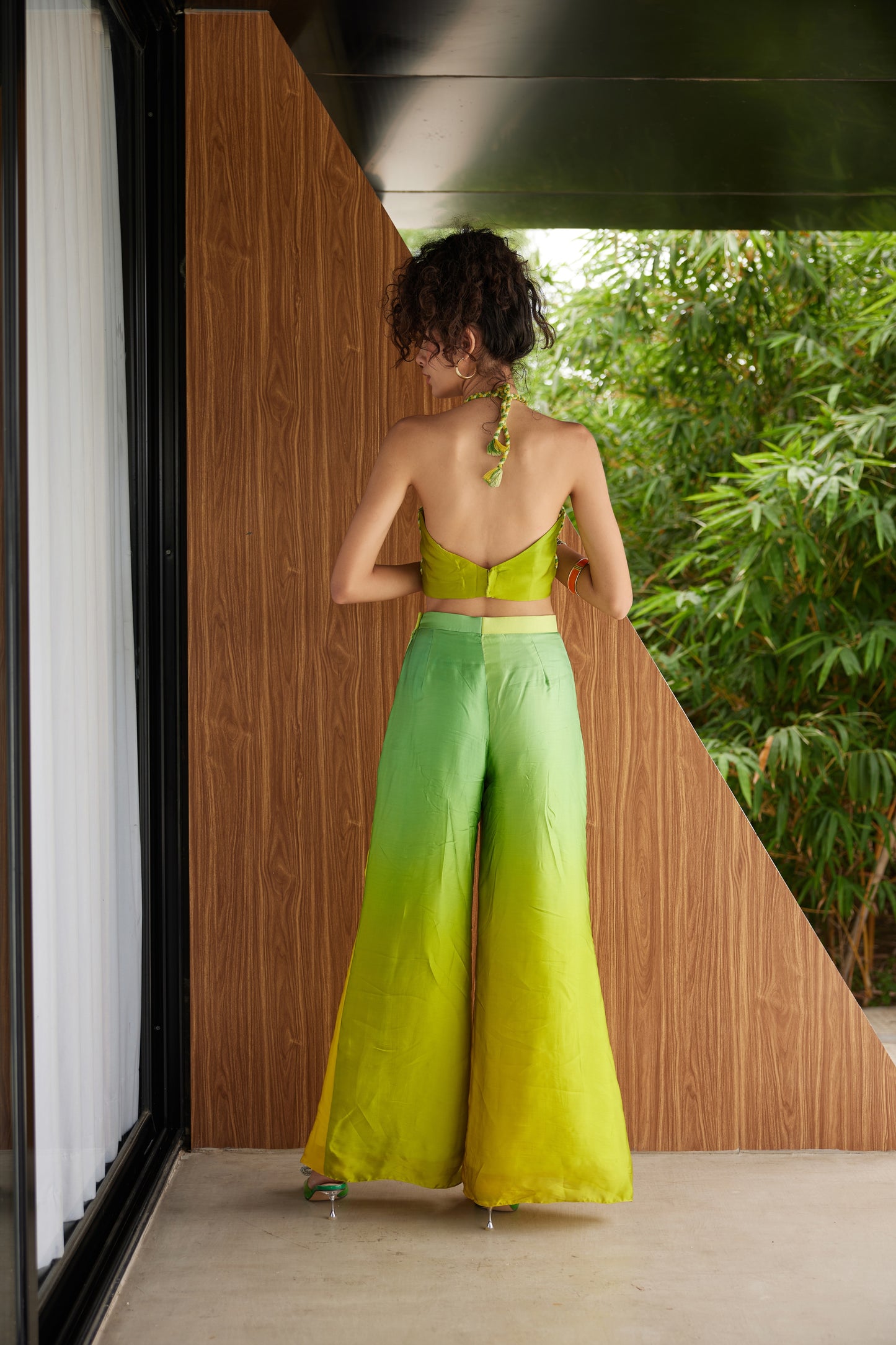 Sunshine Yellow Ombre Top with Wide Leg Trousers