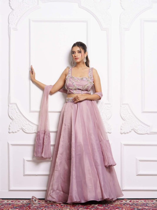 Starfish onion pink lehenga