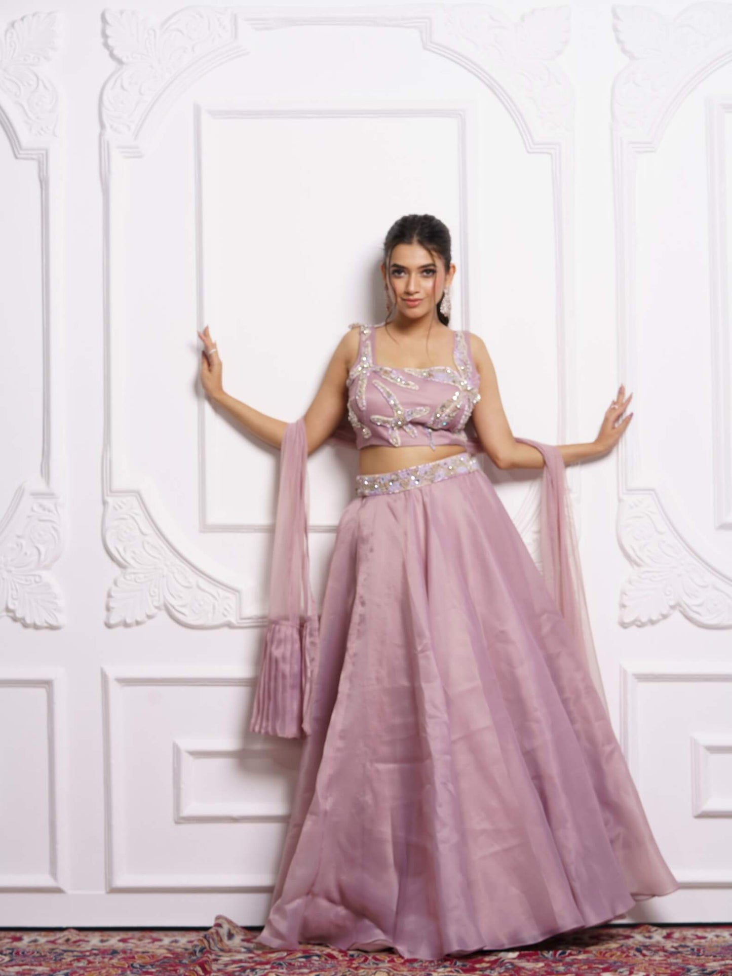 Starfish onion pink lehenga