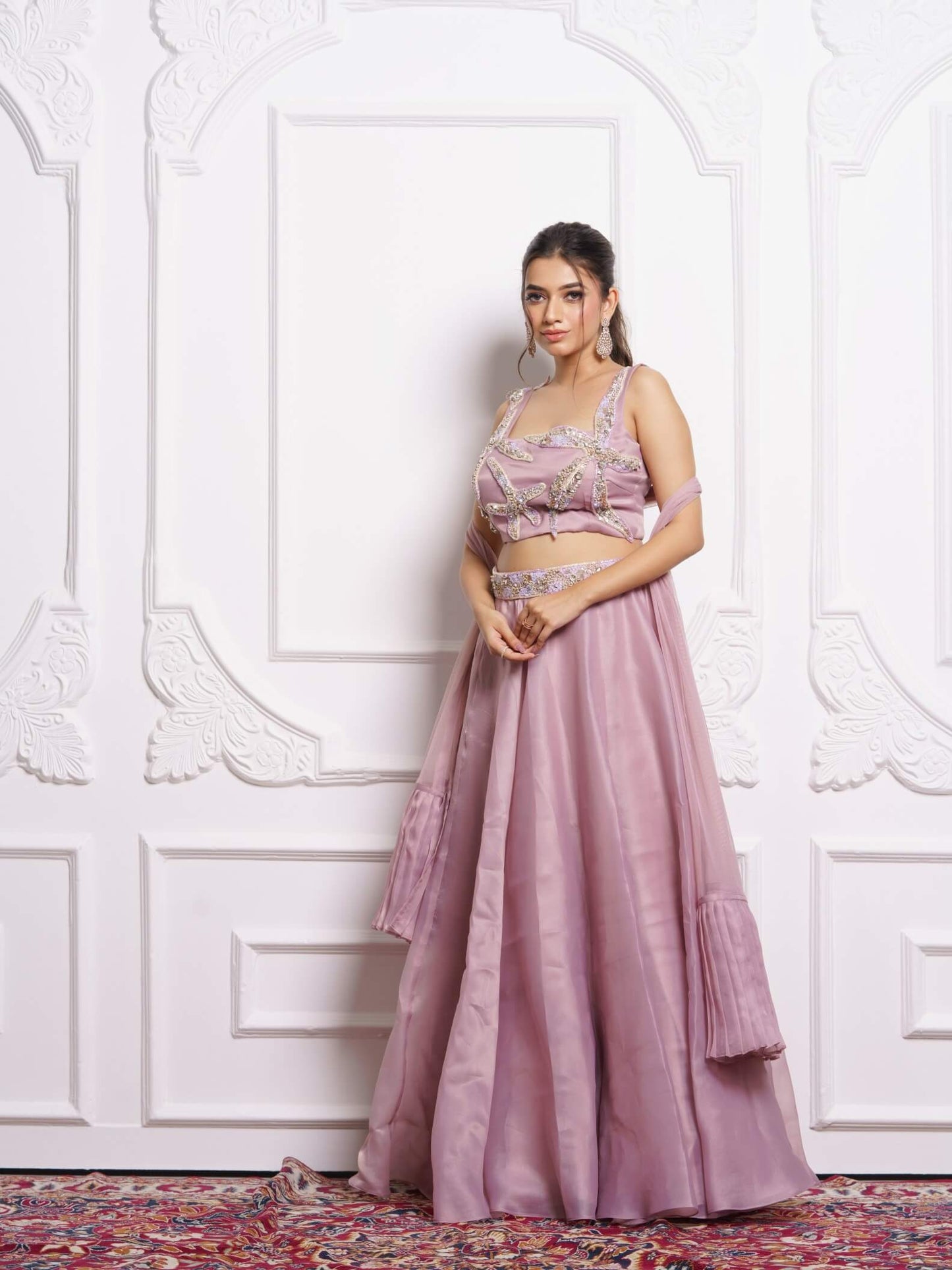 Starfish onion pink lehenga