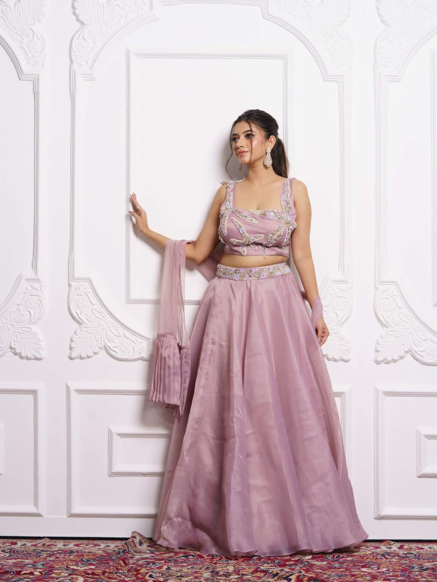 Starfish onion pink lehenga