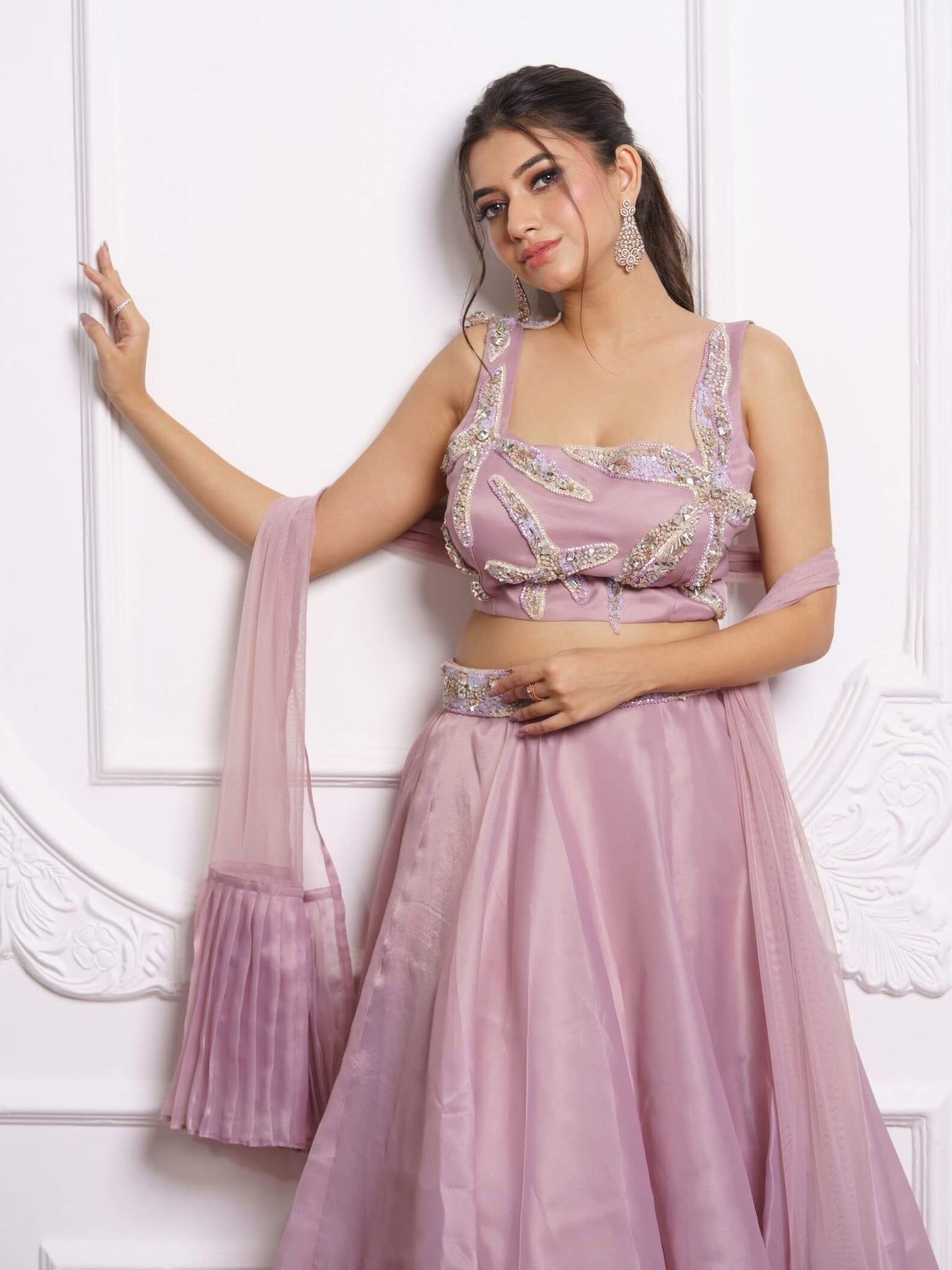 Starfish onion pink lehenga